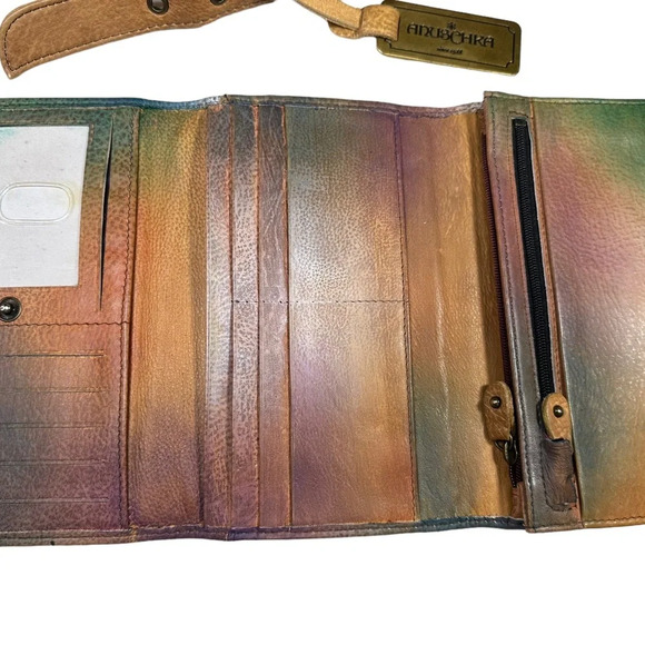 Anuschka Peacock Animal Print Leather Crossbody Bag & Wallet Set - Picture 8 of 12